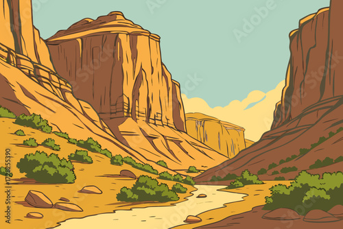 Capitol Reef National Park in Utah, desert ridges and canyons with towering cliffs