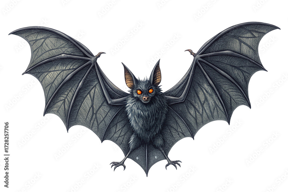 Fototapeta premium Bat illustration. Halloween. Horror. Realistic. Scary. Monster. Beast. 