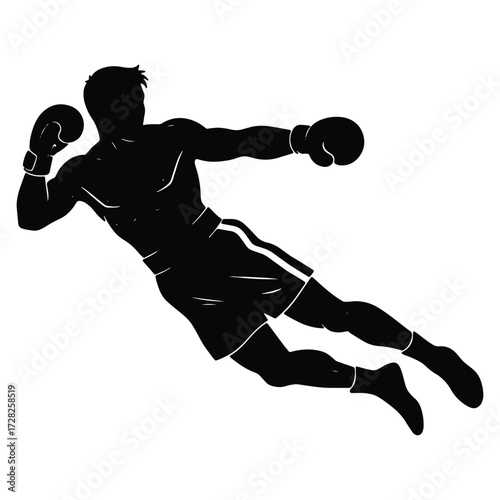 Silhouette of a boxer throwing a punch with determination vector