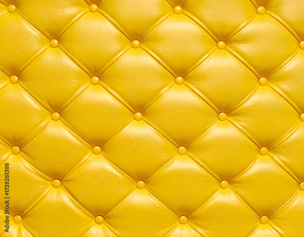 Fototapeta premium Bright yellow quilted leather texture