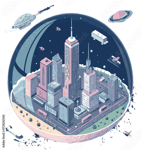 New York City skyline at night vector illustration