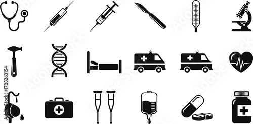 Medical icon set vector collection of healthcare and medicine symbols for hospital, clinic and pharmacy