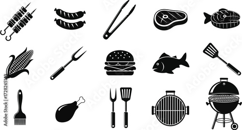 Barbecue icon set simple illustration of barbecue icons for web perfect for summer picnic designs