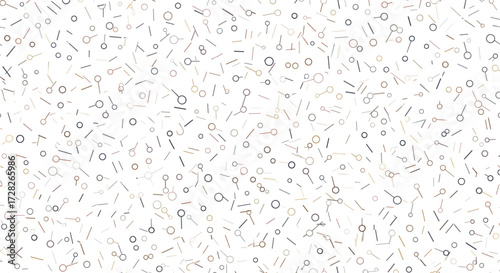 A densely packed abstract pattern of small abstract shapes and symbols scattered across a white background.