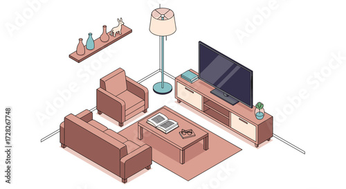 A stylish living room with a modern aesthetic and comfortable seating arrangement.