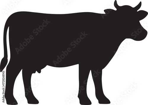 Black and white bull vector illustration