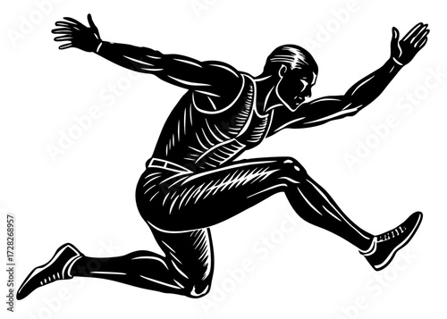 Long Jump Athlete Silhouette, Sports and Fitness SVG, PNG