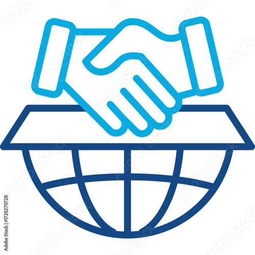 Global Cooperation line color icon