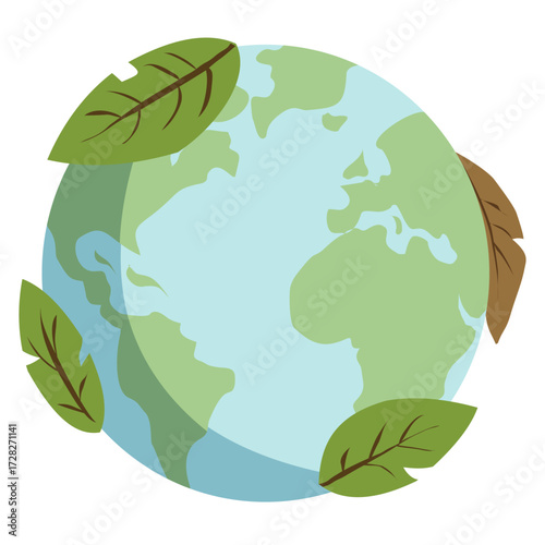 Earth with Green Leaves.