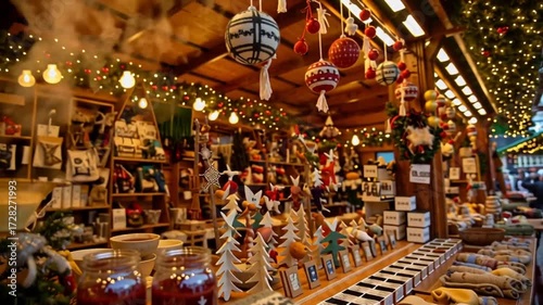 bustling christmas market stall