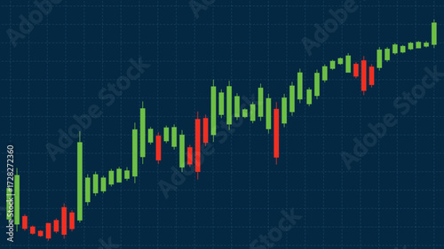 Candlestick Chart Illustration – Bullish Market Trend and Financial Data Visualization for Trading and Investment Projects Vector Graphic