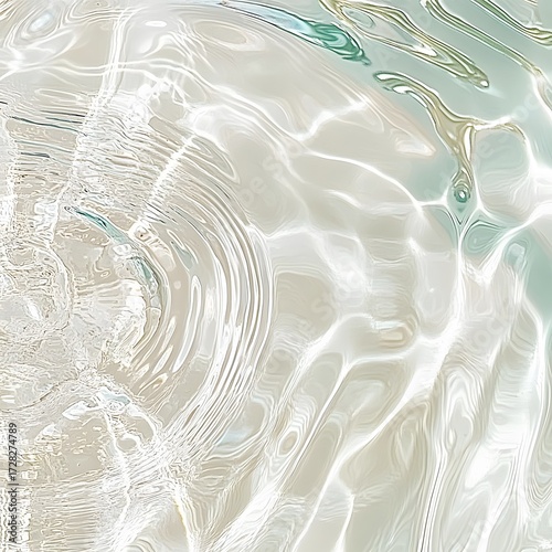 Abstract Water Ripple Texture Background Soft Beige and Teal Hues