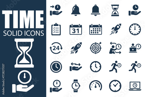 TIME Solid Icons | Clock, Schedule & Calendar Vector Symbols