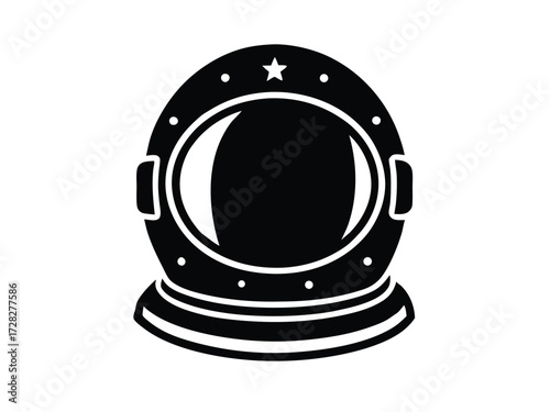 astronaut helmet vector icon in bold style on black color and white background.