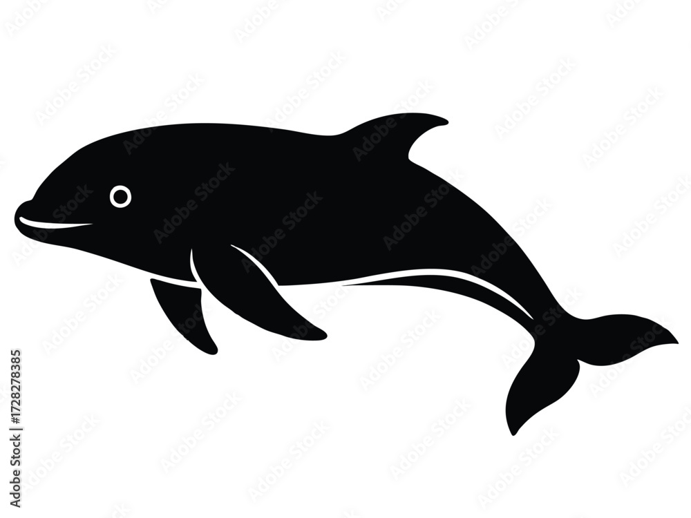 Fototapeta premium beluga whale vector icon in bold style on black color and white background.