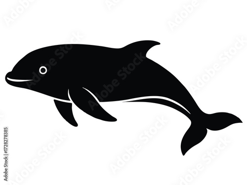 beluga whale vector icon in bold style on black color and white background.