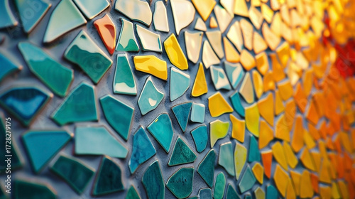 Colorful mosaic tile wall art for interior design projects and creative backdrops