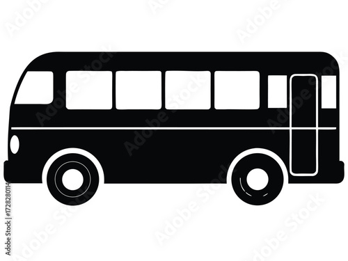bus vector icon in bold style on black color and white background.