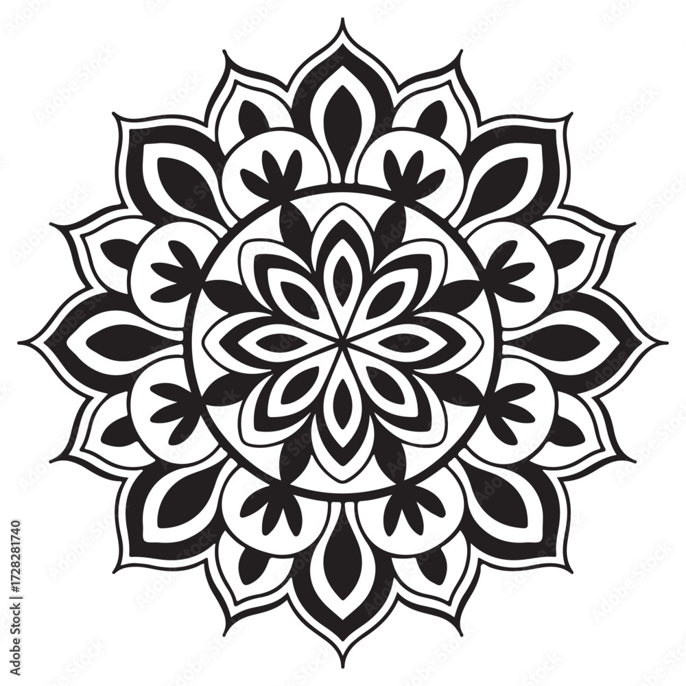 Fototapeta premium Mandala design black and white background decorative abstract illustration 