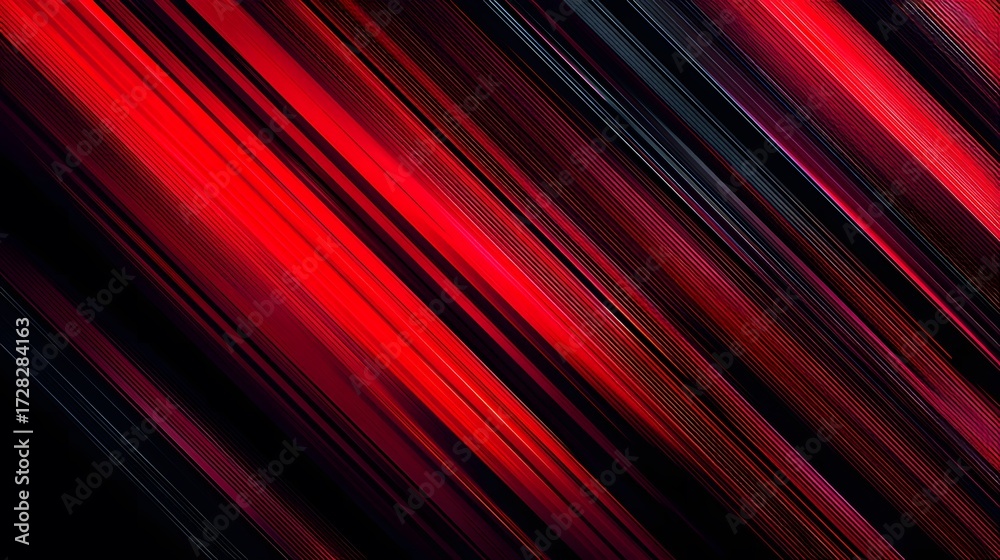 Fototapeta premium Abstract red and black diagonal lines with light streaks, dynamic motion background