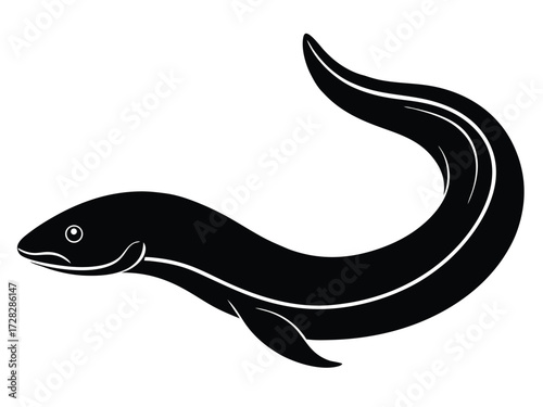 eel vector icon in bold style on black color and white background.