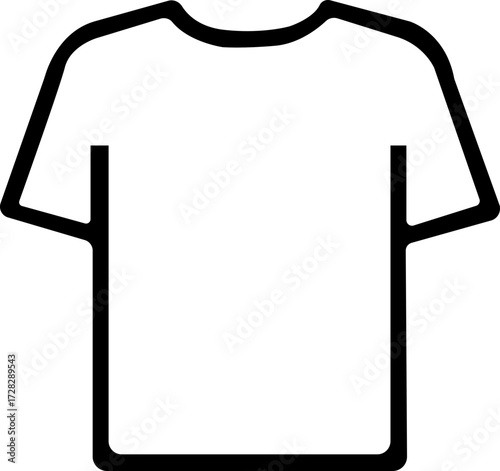 T shirts icon, Vector Black outlined t-shirt icon with short sleeves and round neckline on a white background, T-shirt design. representation of a basic garment. Outline shirt icon