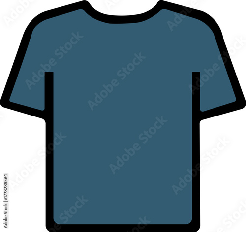 T shirts icon, Vector Black outlined t-shirt icon with short sleeves and round neckline on a white background, T-shirt design. representation of a basic garment. Outline shirt icon