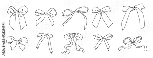 Cute coquette ribbon bow vector collection