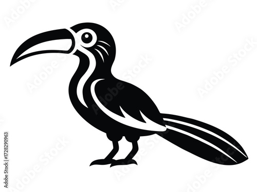 hornbill vector icon in bold style on black color and white background.