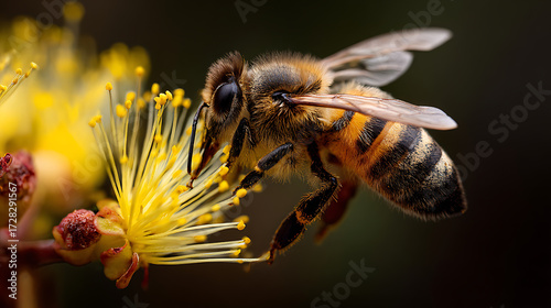 Side profile of a bee busily gathering nectar (2)
