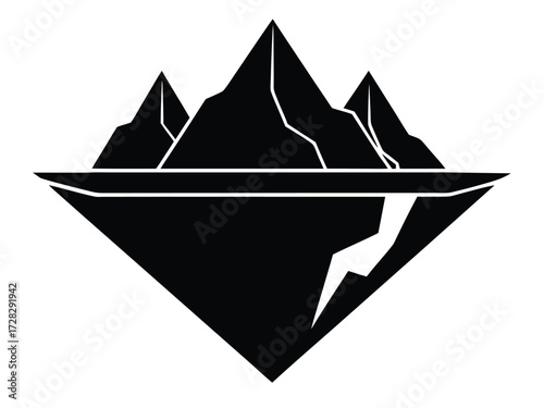 iceberg vector icon in bold style on black color and white background.