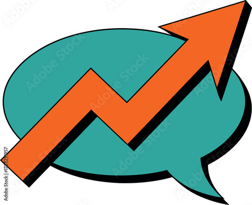 Growth chart arrow business communication bubble vector graphic