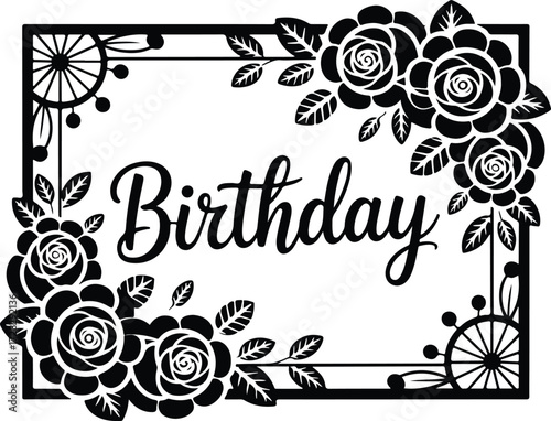 Elegant Birthday floral frame design perfect for celebrations