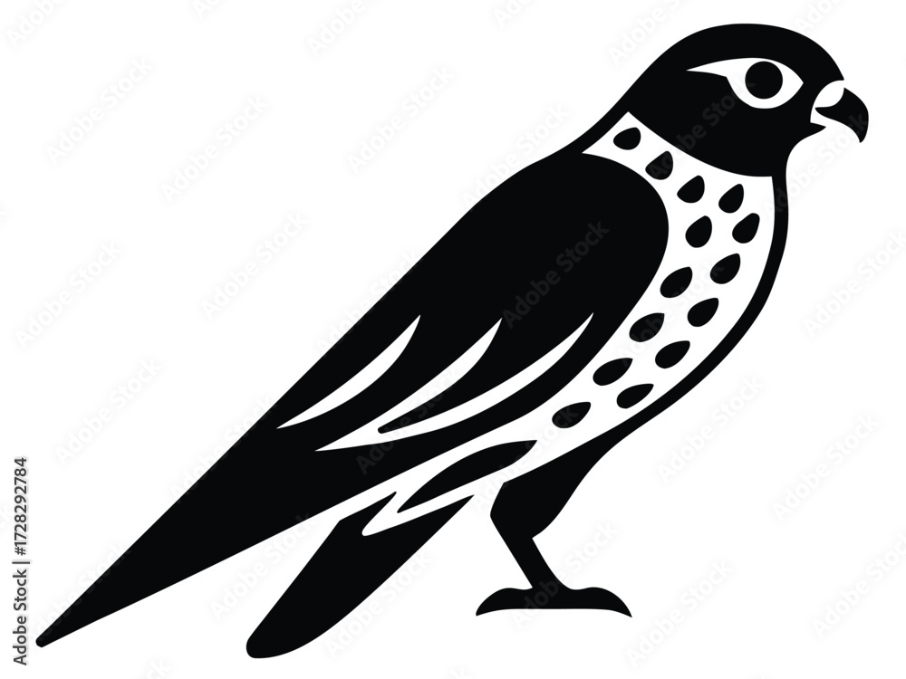 Fototapeta premium kestrel vector icon in bold style on black color and white background.