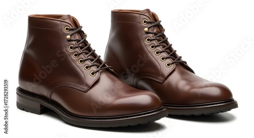 Leather Boots on White Background