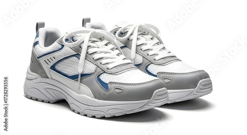 White Sneakers Shoes on White Background