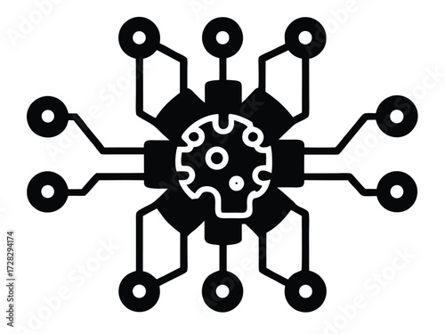 machine learning vector icon in bold style on black color and white background.