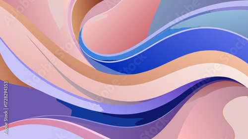 Abstract swirling waves of pastel and blue hues