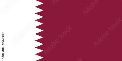 The flag of Qatar, featuring a white serrated band on the hoist side and a maroon field.