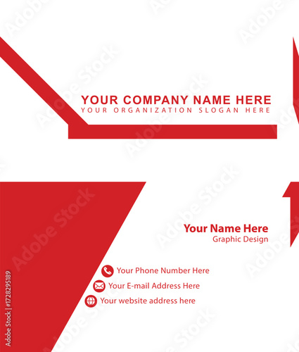 Red & White Color Combination Business Card  Double-Side
