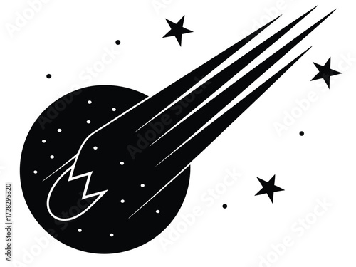 meteor shower vector icon in bold style on black color and white background.
