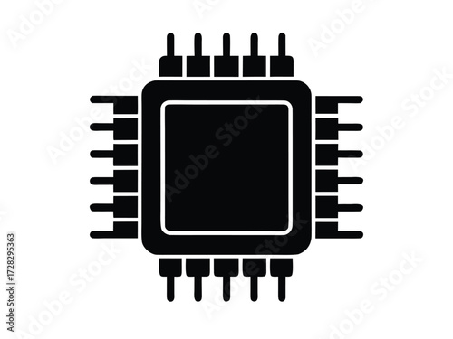 microchip vector icon in bold style on black color and white background.