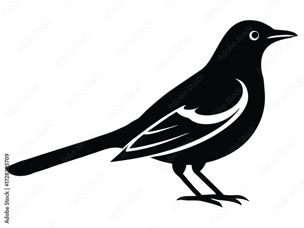Obraz premium mockingbird vector icon in bold style on black color and white background.