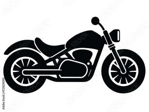 motorcycle vector icon in bold style on black color and white background.