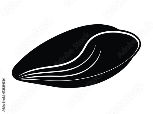 mussel vector icon in bold style on black color and white background.