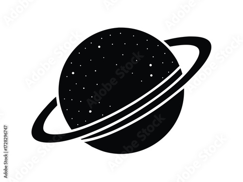 neptune planet vector icon in bold style on black color and white background.