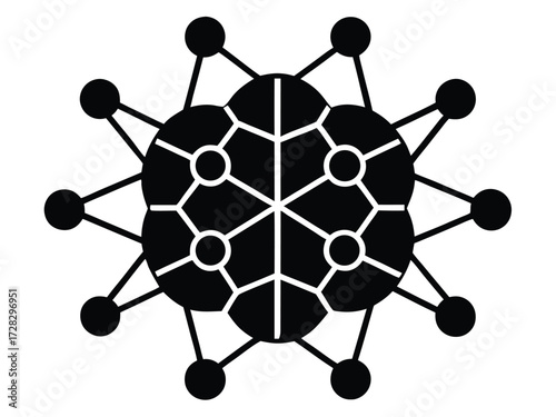 neural network vector icon in bold style on black color and white background.