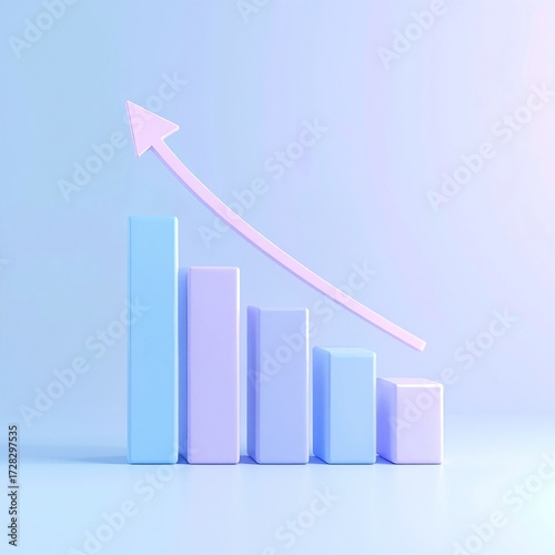 Free Download A vibrant bar chart displaying various data points, with a bold arrow rising prominently above, symbolizing growth and positive trends in statistics. - GFXLoad