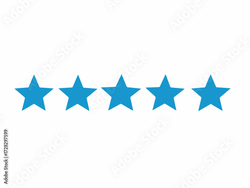 高品質な評価を象徴する青い星のベクターイラストレーション、満足度と成功を表す。