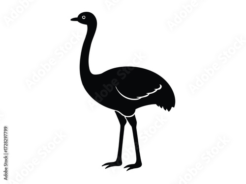 ostrich vector icon in bold style on black color and white background.